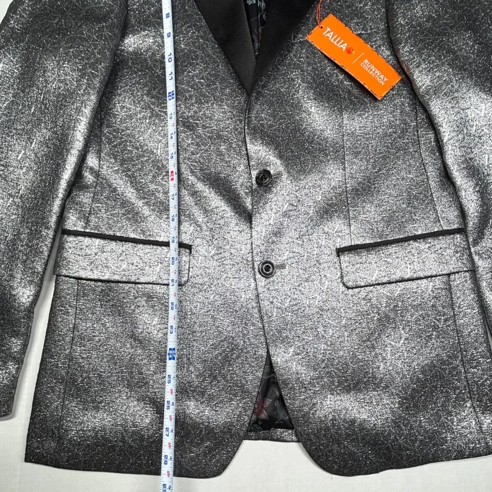 Tallia Mens Silver Metallic Slim Fit Blazer Tux Small Runway Collection Prom NWT